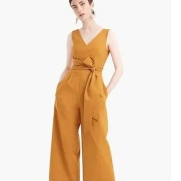 J. CREW Wrap-tie jumpsuit in stretch poplin - Picture 1 of 4